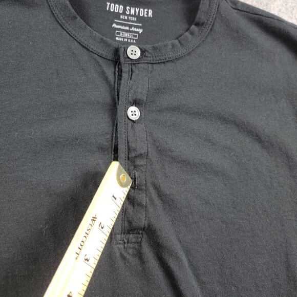 Todd Snyder Premium Jersey Henley T-Shirt size XS Black Short Sleeve USA *Read* - Picture 9 of 10